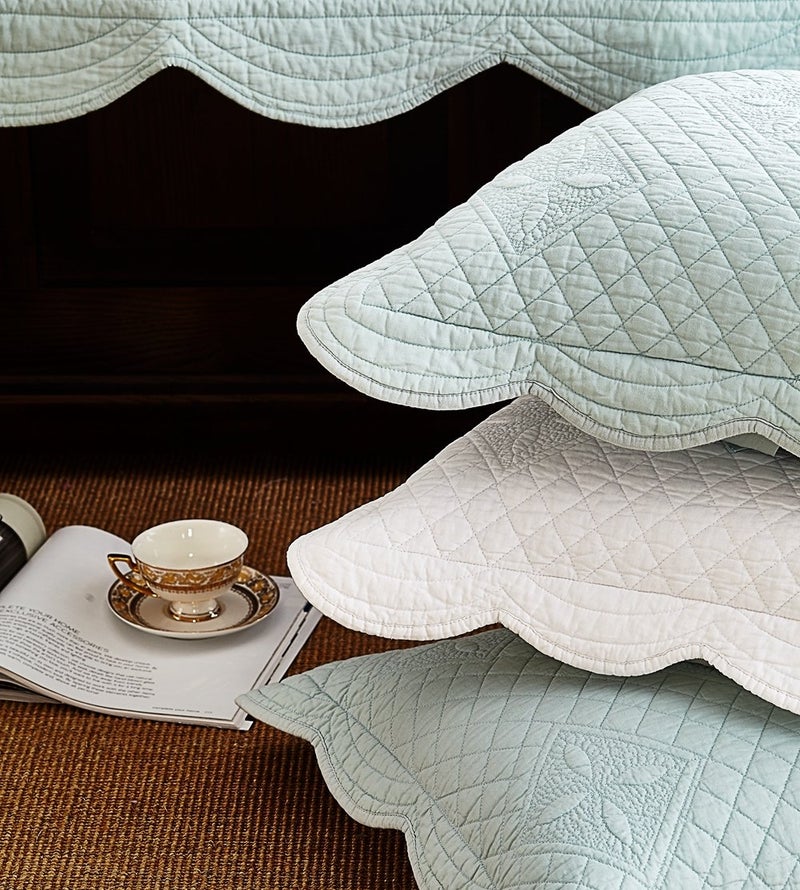 Calla Angel Sage Garden Luxury Pure Cotton Quilted Standard Pillow Sham 20" x 26" By Calla Angel, Light Aqua, Standard - Image 5